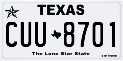 TX license plate CUU8701