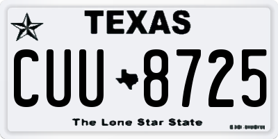 TX license plate CUU8725