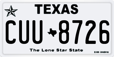 TX license plate CUU8726