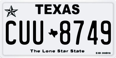 TX license plate CUU8749