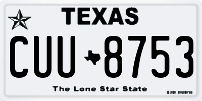 TX license plate CUU8753