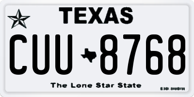 TX license plate CUU8768