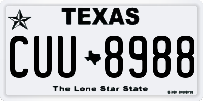 TX license plate CUU8988
