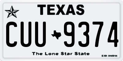 TX license plate CUU9374