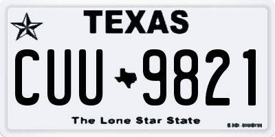 TX license plate CUU9821