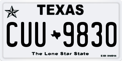 TX license plate CUU9830