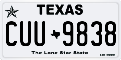 TX license plate CUU9838