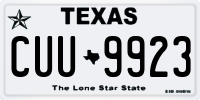 TX license plate CUU9923