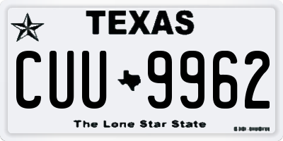 TX license plate CUU9962