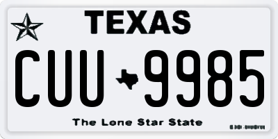 TX license plate CUU9985