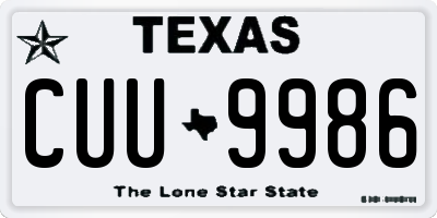 TX license plate CUU9986