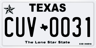 TX license plate CUV0031