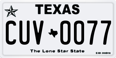 TX license plate CUV0077