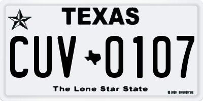 TX license plate CUV0107
