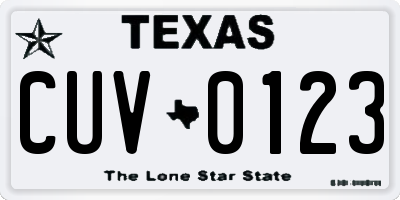 TX license plate CUV0123