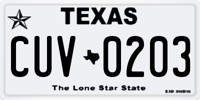 TX license plate CUV0203