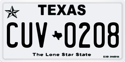 TX license plate CUV0208