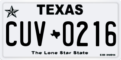 TX license plate CUV0216