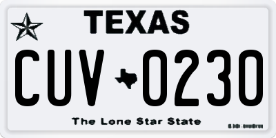 TX license plate CUV0230