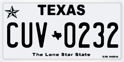 TX license plate CUV0232