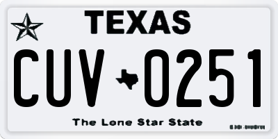 TX license plate CUV0251