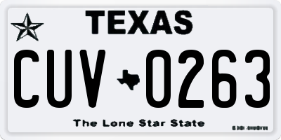 TX license plate CUV0263