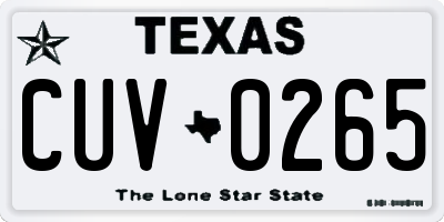 TX license plate CUV0265