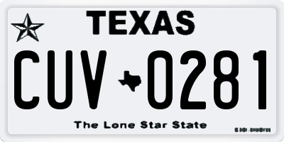 TX license plate CUV0281