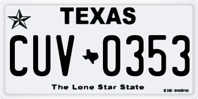 TX license plate CUV0353