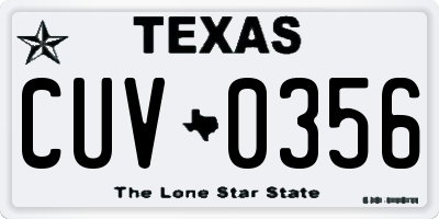 TX license plate CUV0356