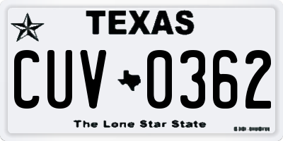 TX license plate CUV0362