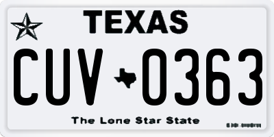 TX license plate CUV0363
