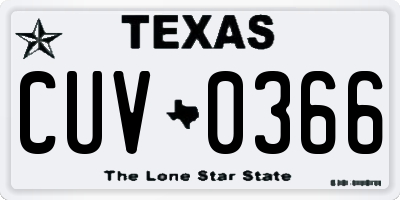 TX license plate CUV0366