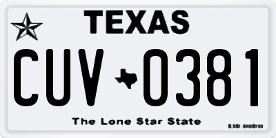 TX license plate CUV0381