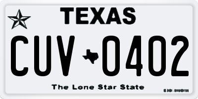TX license plate CUV0402