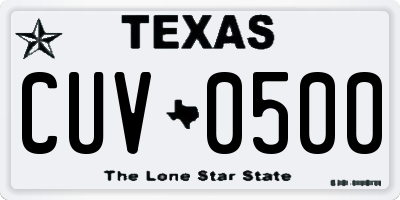 TX license plate CUV0500