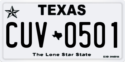 TX license plate CUV0501
