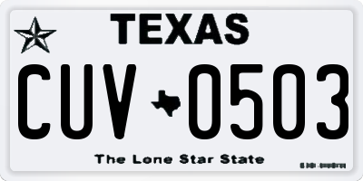 TX license plate CUV0503