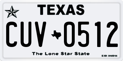 TX license plate CUV0512