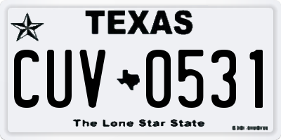 TX license plate CUV0531