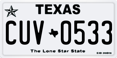 TX license plate CUV0533