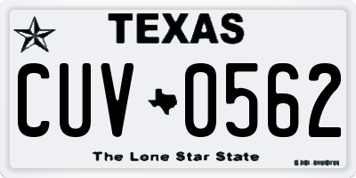 TX license plate CUV0562
