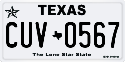 TX license plate CUV0567