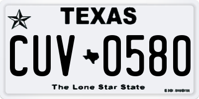 TX license plate CUV0580