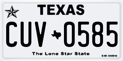 TX license plate CUV0585