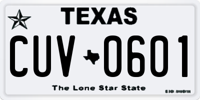 TX license plate CUV0601