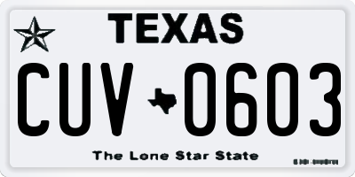TX license plate CUV0603