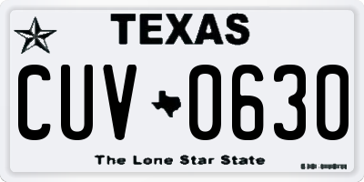 TX license plate CUV0630