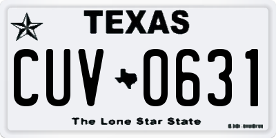 TX license plate CUV0631