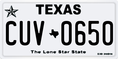 TX license plate CUV0650